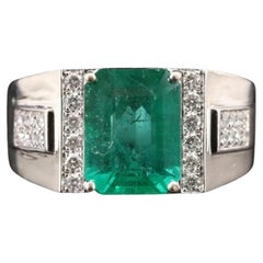 4 Carat Emerald Diamond Engagement Ring, Natural Emerald Diamond Fashion Ring