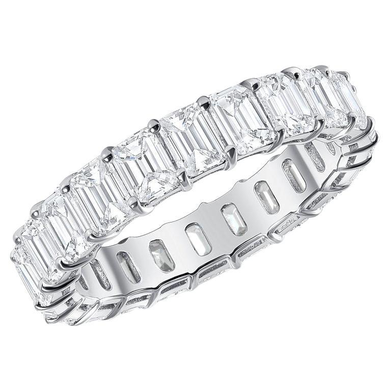 4 Carat Emerald Diamond Eternity Band, 18k Natural  Diamond Ring