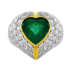 4 Carat Emerald Diamond Heart Ring