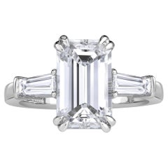 4 Carat Emerald Diamond Ring 14K White Gold Effortless Elegance