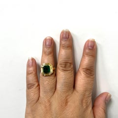 4 Carat Emerald Octagonal Bezel Ring in 18K Yellow Gold