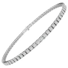 Used 5 Carat White Diamond Tennis Bracelet in 18 Karat White Gold