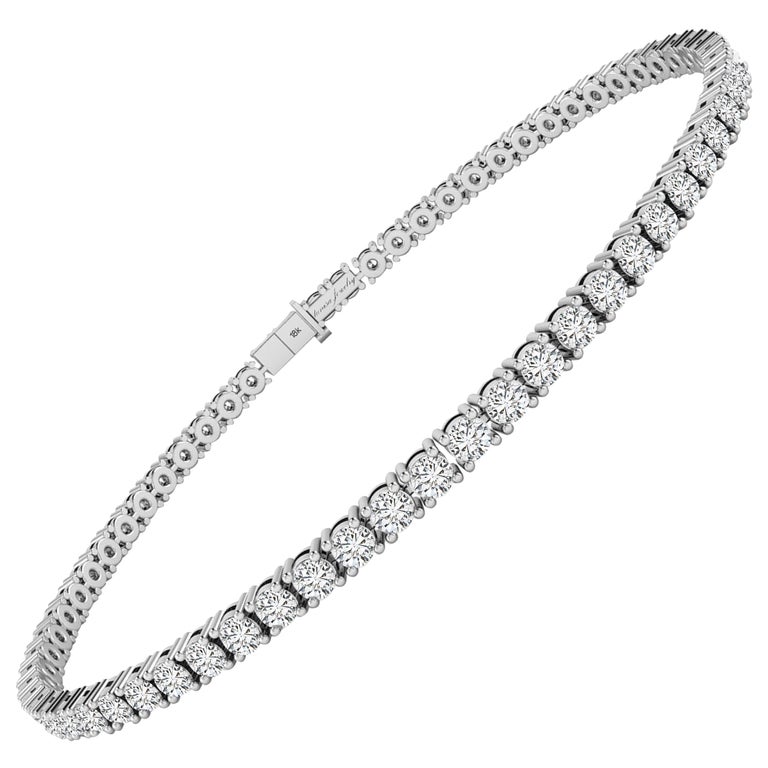 5 Carat White Diamond Tennis Bracelet in 18 Karat White Gold For Sale