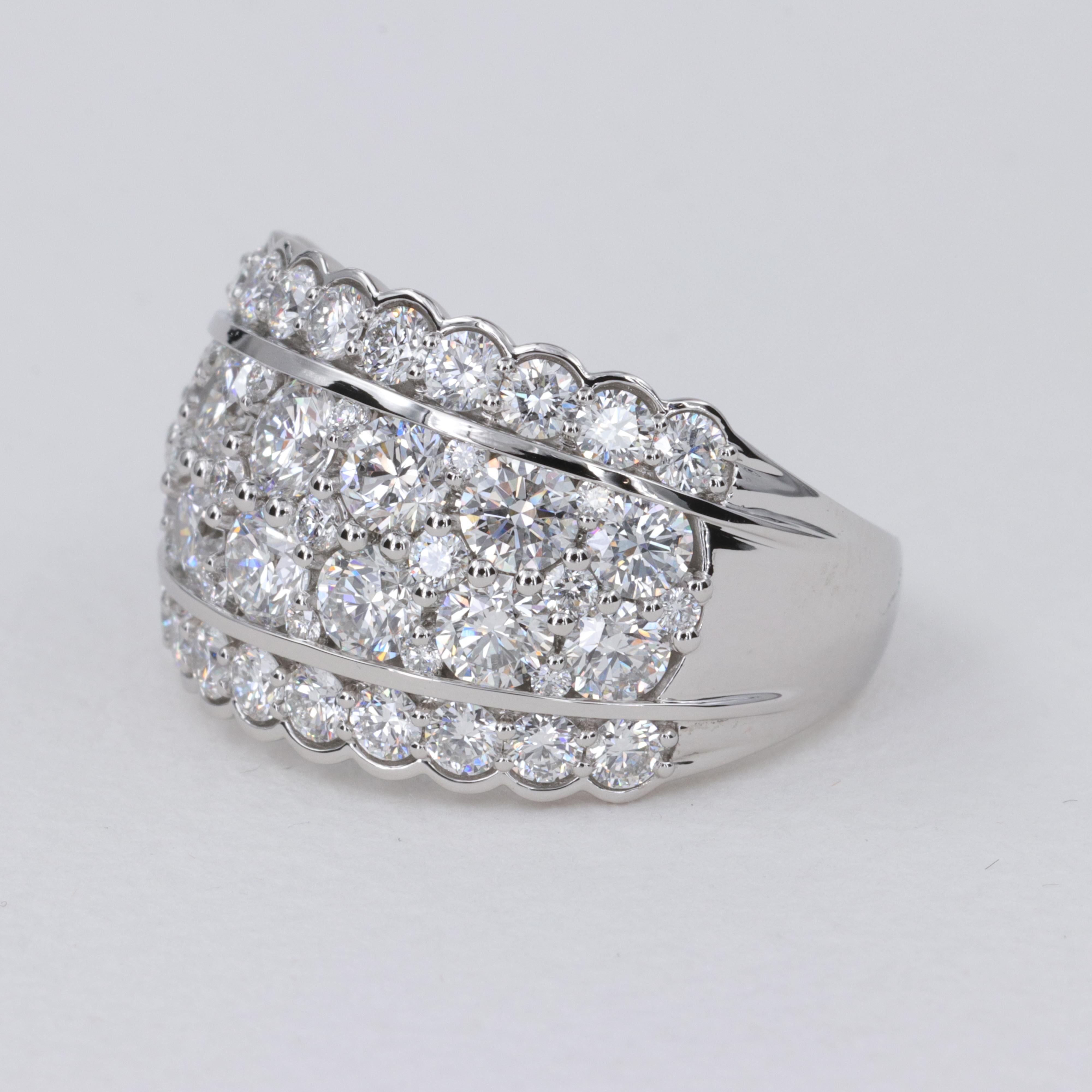 4 Carat Fine Diamond and Platinum Wide Band Ring In Excellent Condition For Sale In Tampa, FL