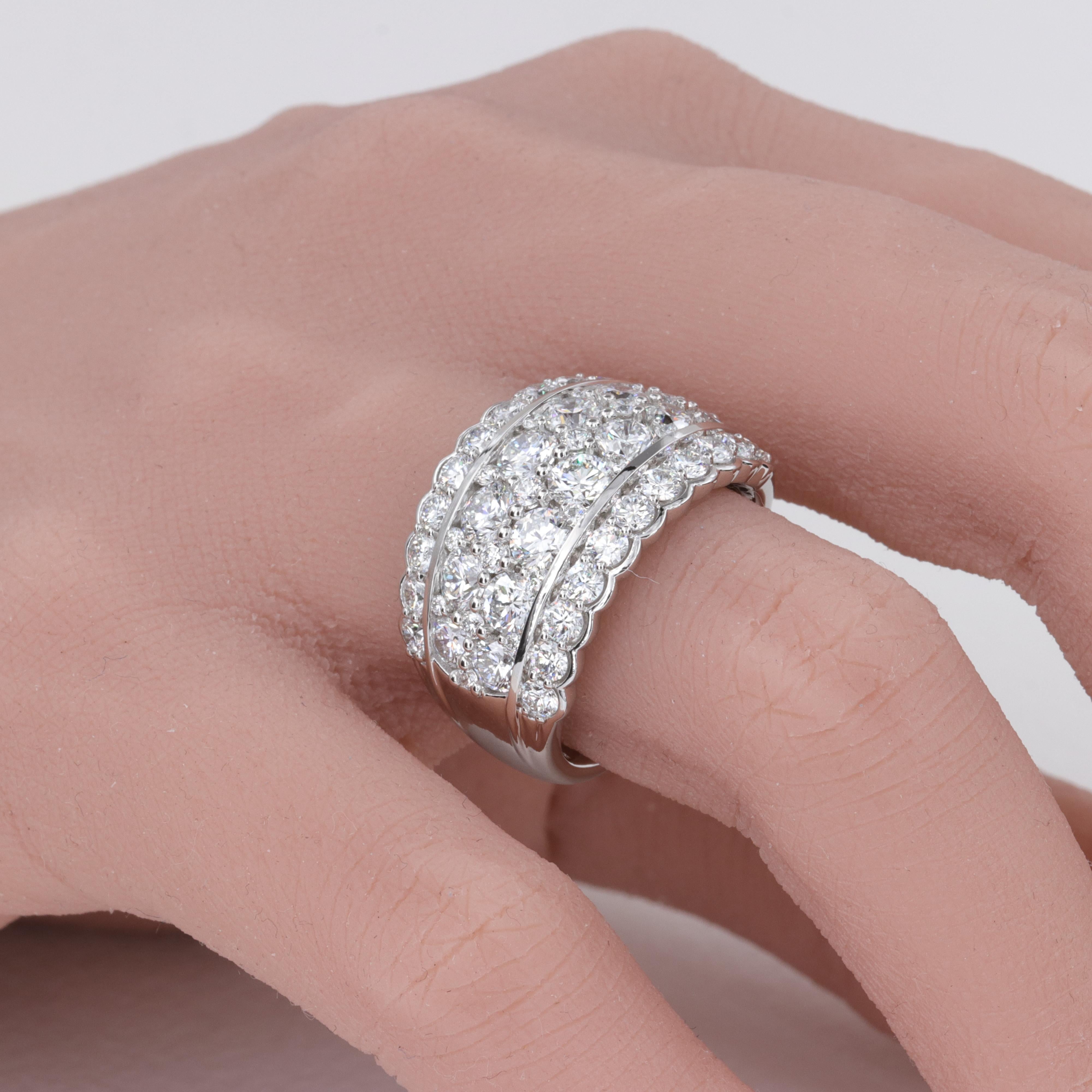 4 Carat Fine Diamond and Platinum Wide Band Ring For Sale 2