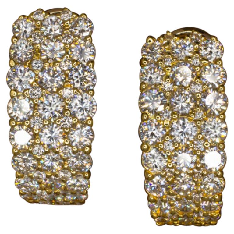 4 Carat G VS Excellent Cut Diamond Huggie Earrings 18 Karat Yellow Gold