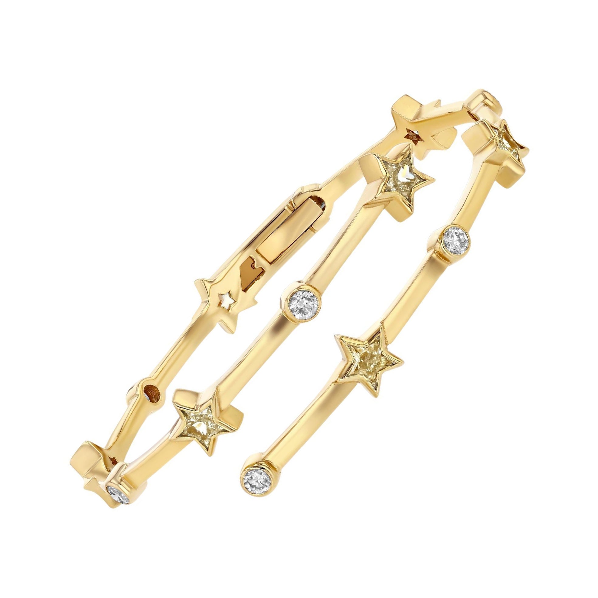 Bracelet étoile et brillant de 4 carats certifié GIA en saphir jaune et diamant blanc en vente