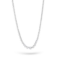 4 Carat Graduated Diamond Tennis Necklace in 14K White Gold, 3-Prong Setting