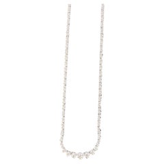Collana Tennis con diamanti graduati da 4 carati in oro bianco 14K, con incastonatura a 3 fili