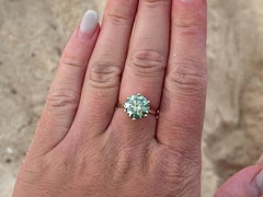 4 Carat Green Moissanite Ring in 14K Yellow Gold