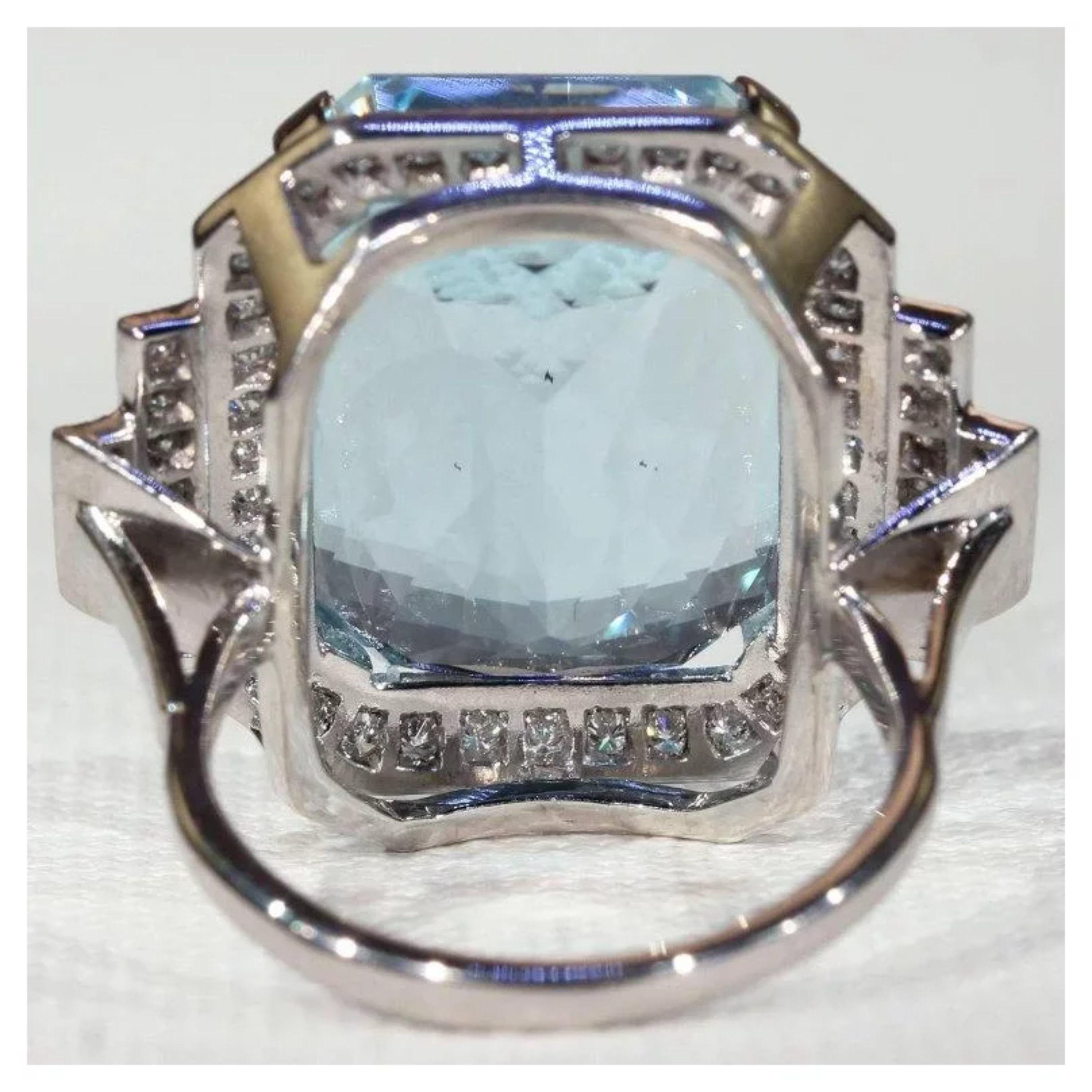 For Sale:  4 Carat Halo Blue Aquamarine Diamond Engagement Ring Cocktail Ring Signet Ring 3
