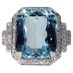 Anello di fidanzamento con diamante blu aureolato da 4 carati Anello da cocktail Anello a sigillo
