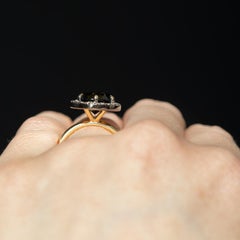 Minimalist 4 Carat Halo Natural Green Sapphire Diamond Engagement Ring For Her