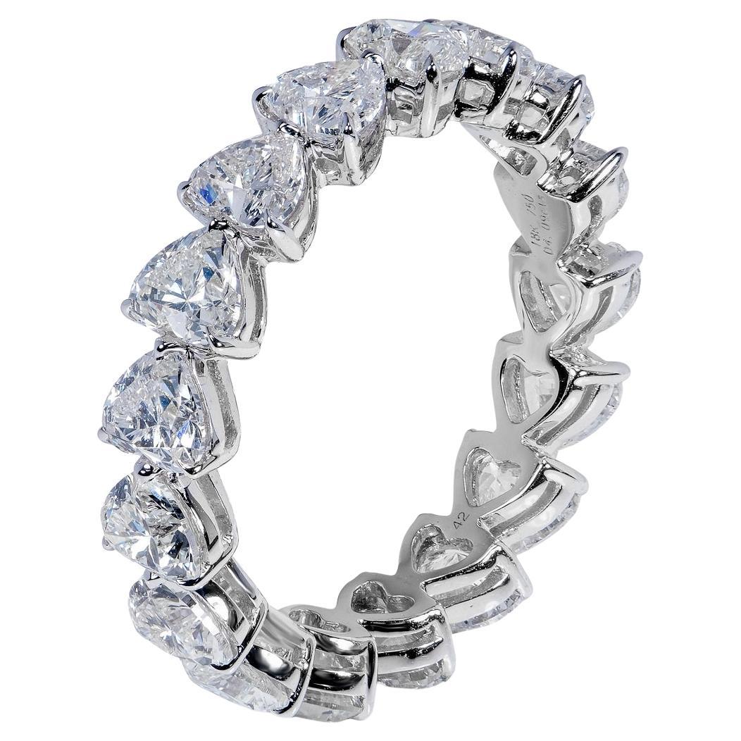 Anneau d'éternité en forme de cœur certifié avec diamants de 4 carats en vente