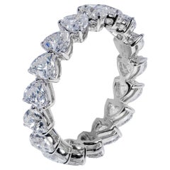 Anneau d'éternité en forme de cœur certifié avec diamants de 4 carats