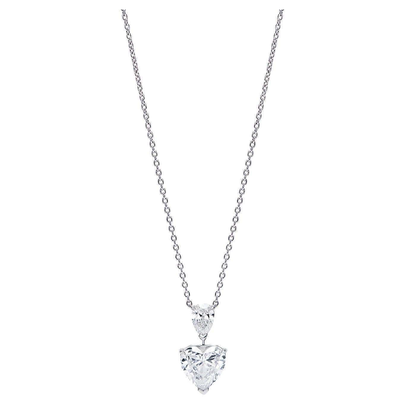 4 Carat Heart Shape Diamond Pendant Necklace D VS1 For Sale