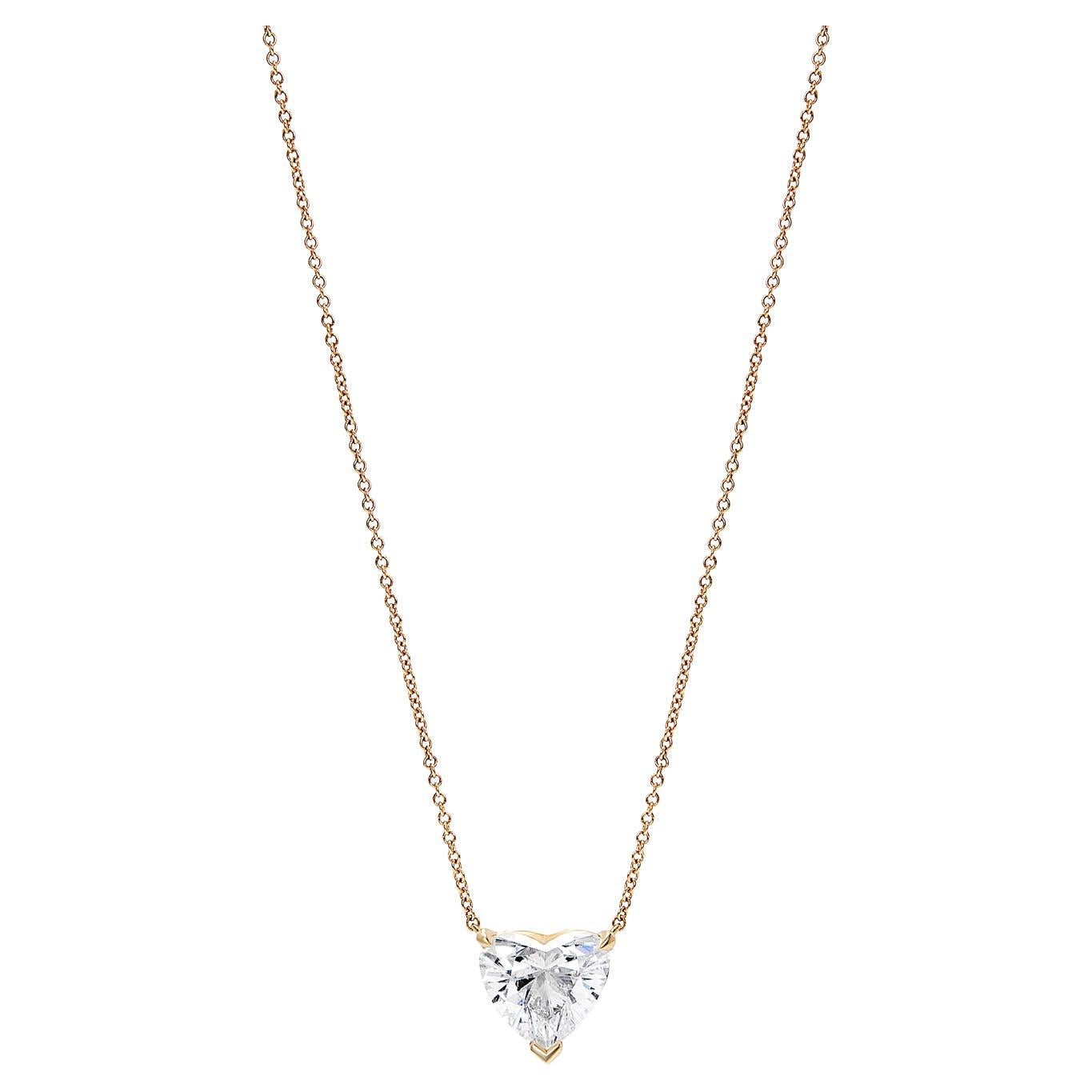 Collier pendentif en forme de cœur avec diamants de 4 carats certifiés GIA, N SI2