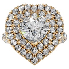 4 Carat Heart Shape Statement Brilliant White / D color VVS 14K White Gold