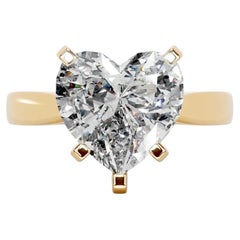4 Carat Heart Shape Statement Brilliant White / J color VVS 14K  Diamond Ring