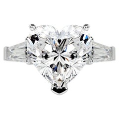 4 Carat Heart Shape Statement Brilliant White VVS 14K White Gold