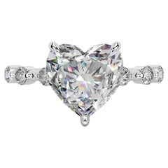 4 Carat Heart Shape Statement Type IIa Brilliant White / D color VS Diamond Ring