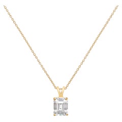 GIA-Certified 4.00ct Emerald-Cut Diamond Solitaire Pendant in 18K Yellow Gold
