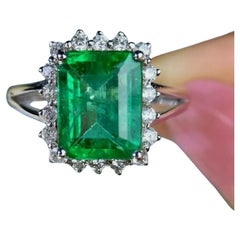 4 Carat Lab Emerald 14 Karat White Gold Plated