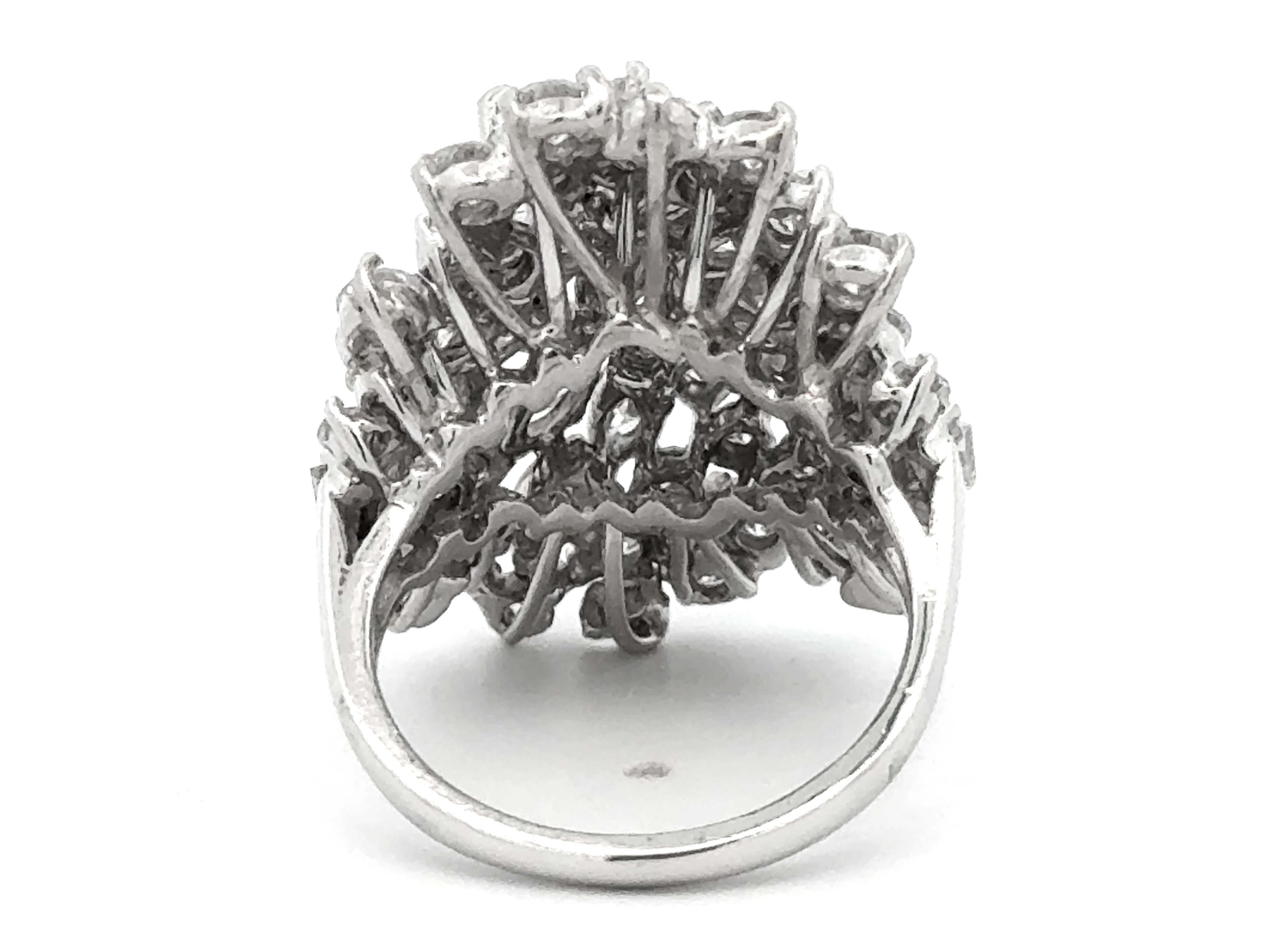 4 Carat Marquise Brilliant and Baguette Diamond Cluster Ring 14K White Gold For Sale 1