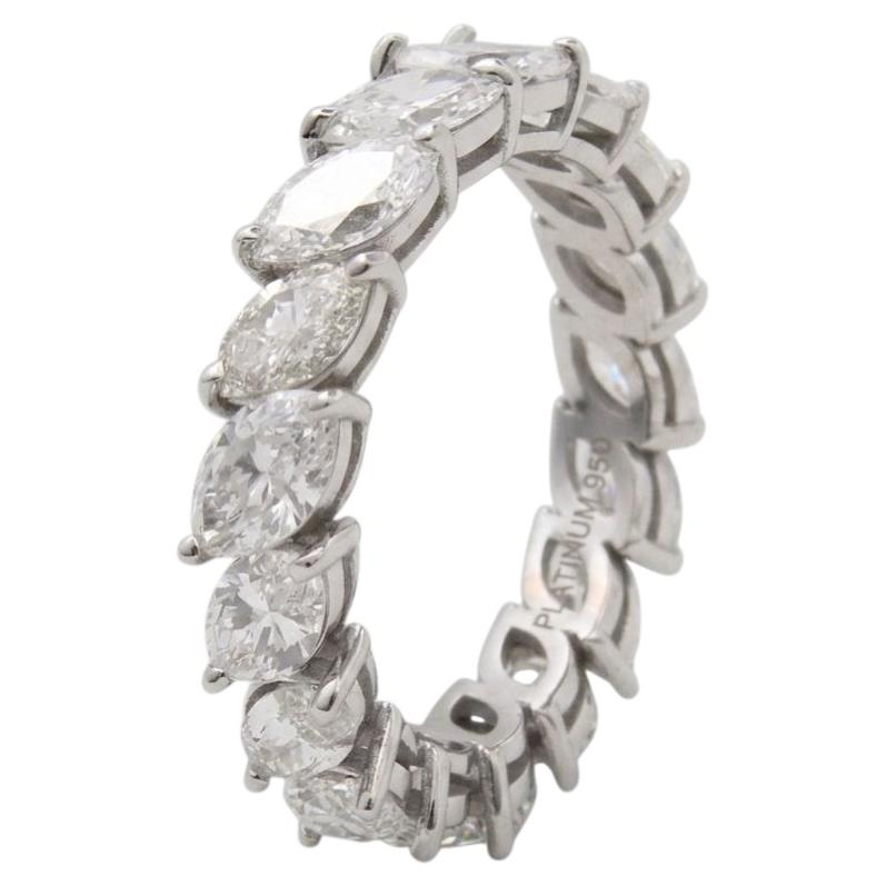4 Carat Marquise Diamond Eternity Band in 18k White Gold For Sale
