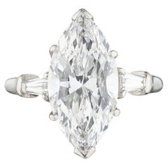 Anello di 4 carati con diamante Marquise Statement Brilliante Bianco / Colore D FL/IF