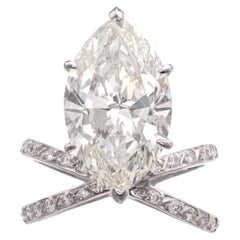 4 Carat Marquise Statement Brilliant White SI 14K White Gold Everyday Royalty