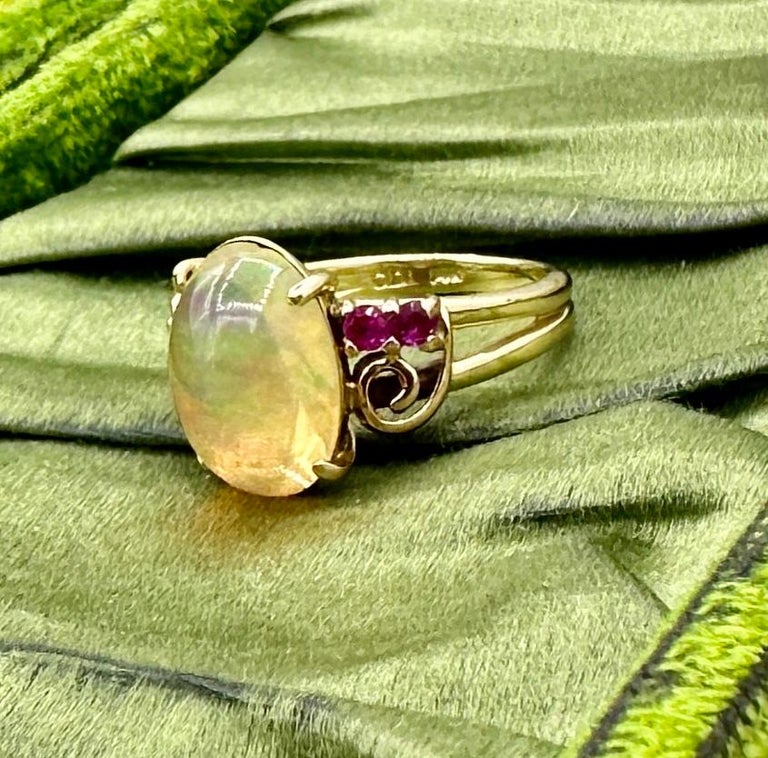 Bague Art Déco Filigrane Argent Solide Avec Opale De Feu Rouge Et Perle - Neuf Sans Emballage