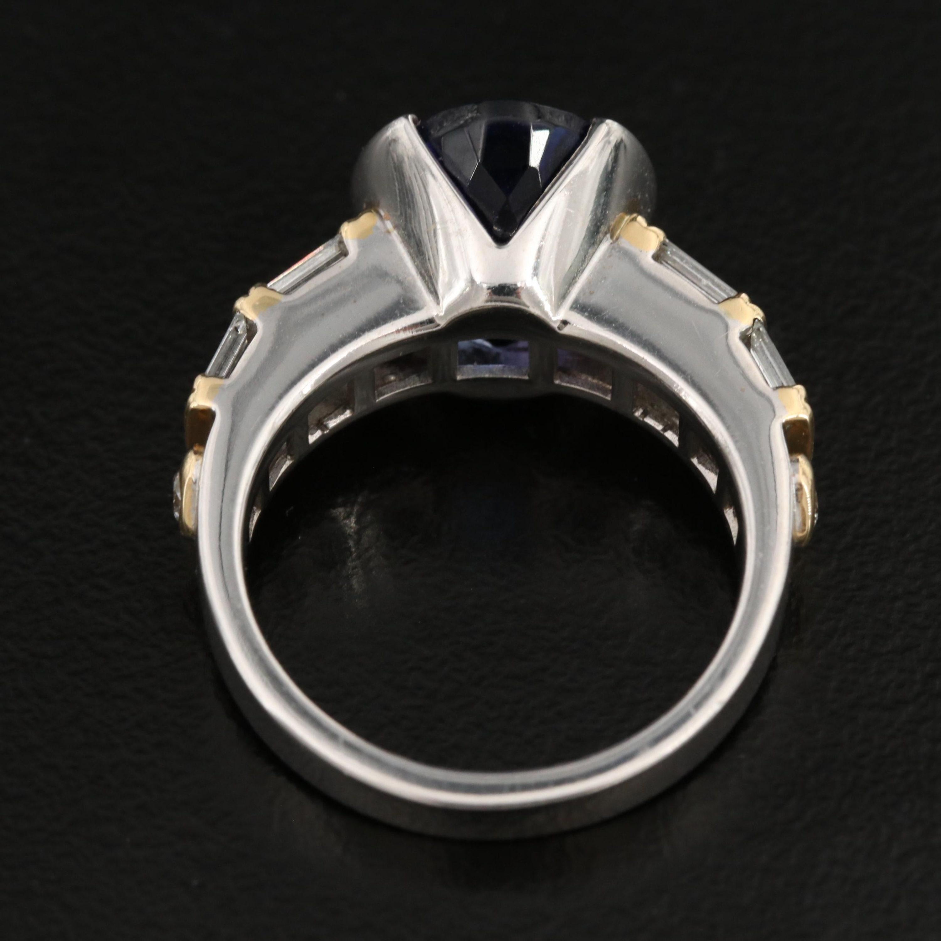 For Sale:  4 Carat Minimalist Tanzanite Diamond Engagement Ring Art Dec Diamond Bridal Ring 3
