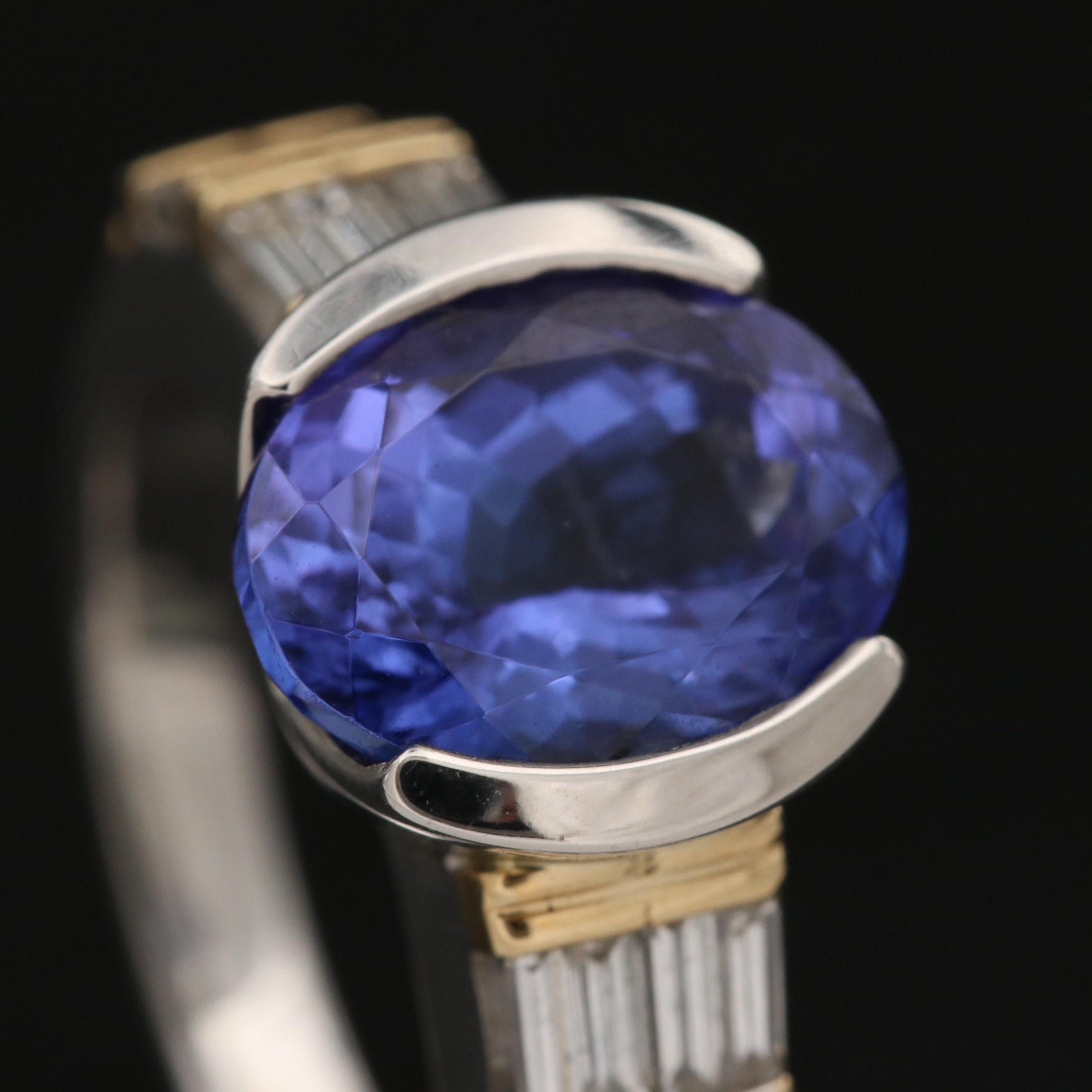 For Sale:  4 Carat Minimalist Tanzanite Diamond Engagement Ring Art Dec Diamond Bridal Ring 5