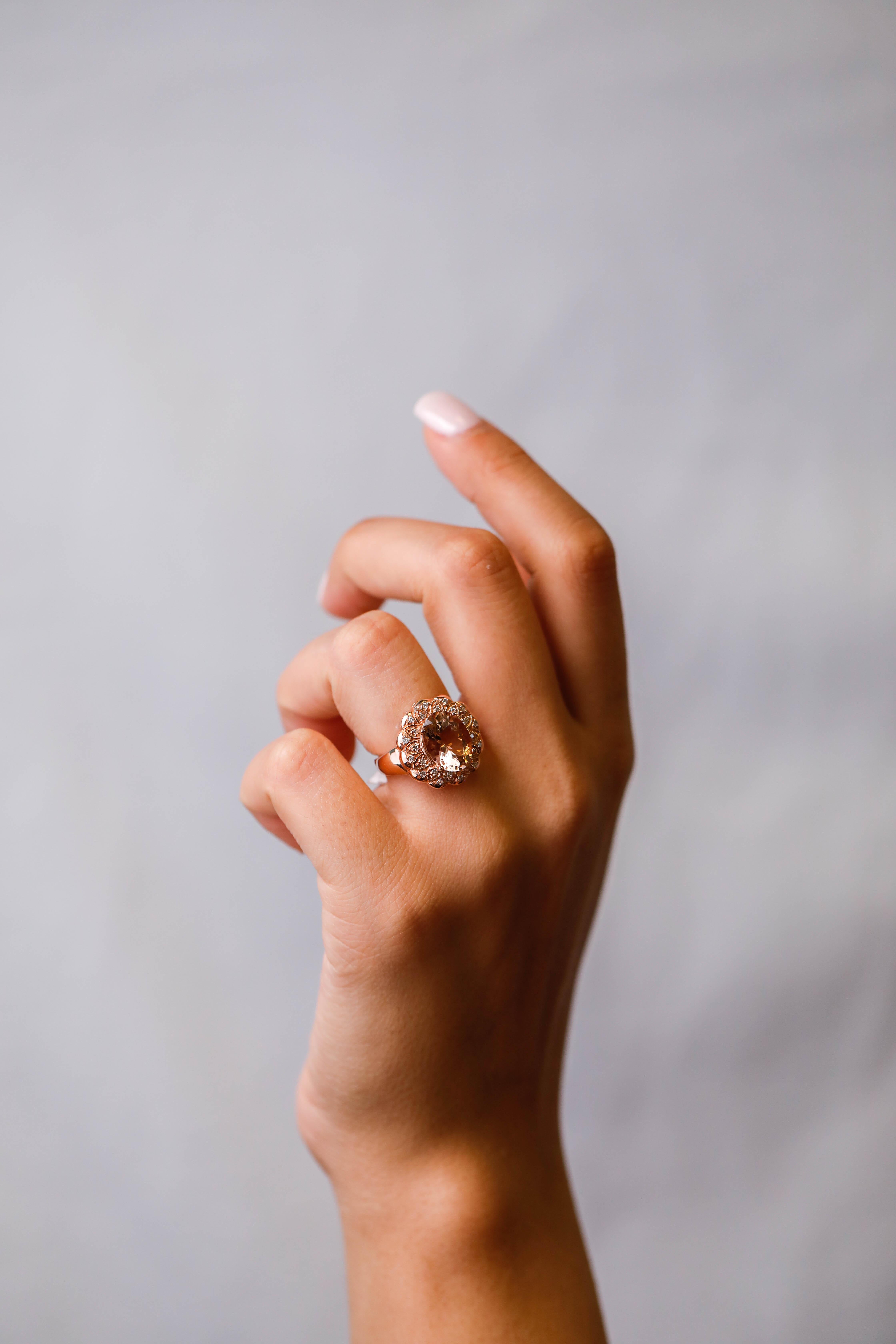 pink morganite rose gold ring