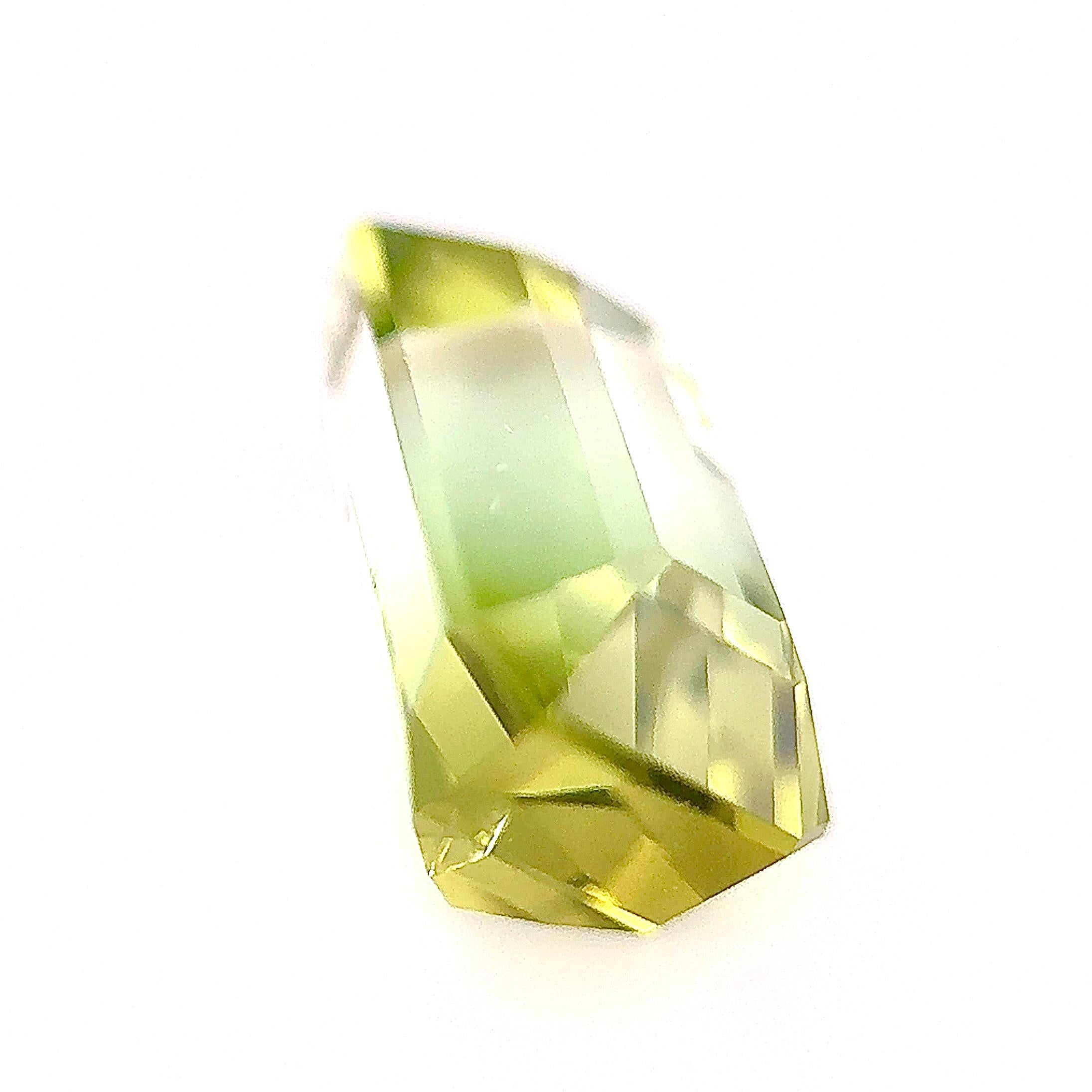 Octagon Cut 4 Carat Natural Bi Color Tourmaline Loose stone in Green and White  For Sale