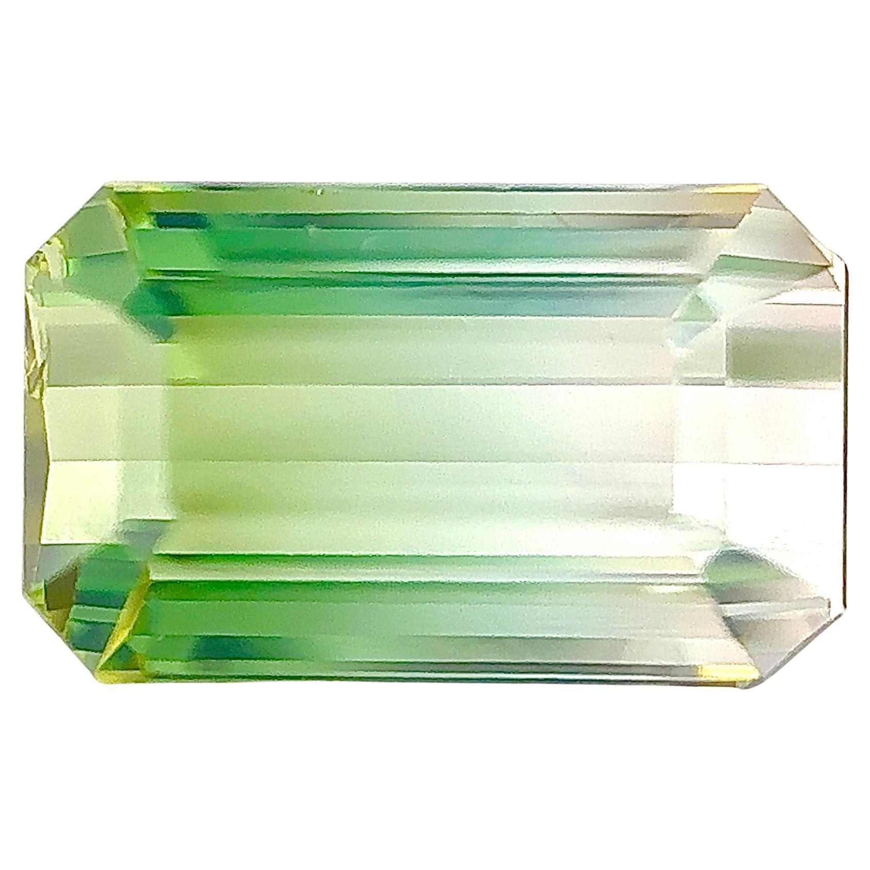 4 Carat Natural Bi Color Tourmaline Loose stone in Green and White  For Sale
