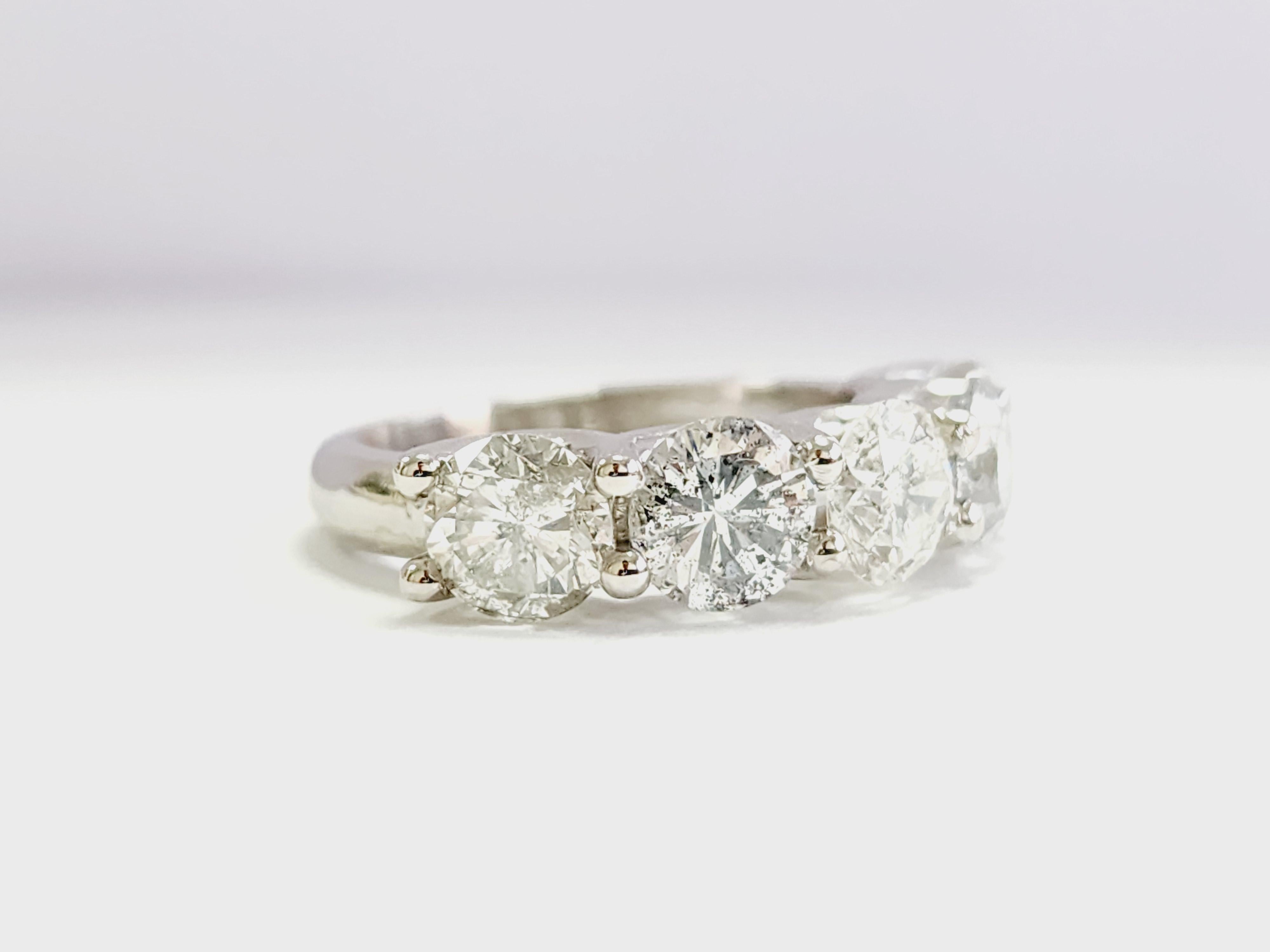 Brilliant Cut 4 Carat Natural Diamond White Gold Mini band Ring 14K For Sale