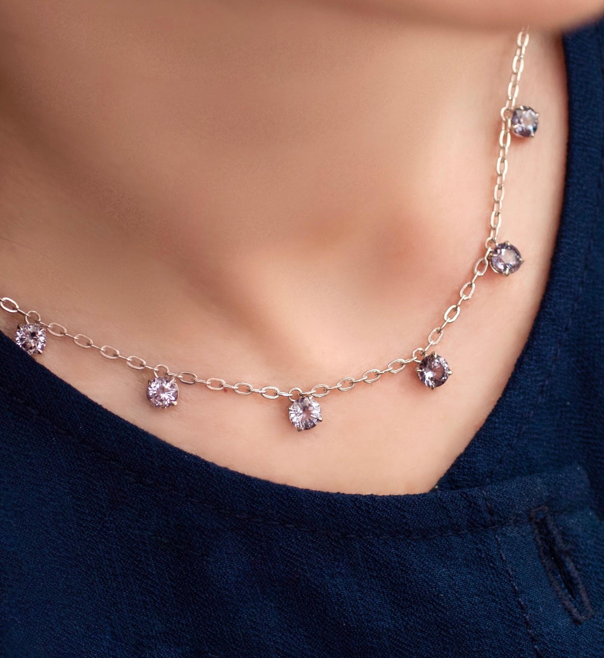 How to emphasize the neckline of a dress or a blouse and add attention to the delicate skin of the neck and finalize the outfit? 
The best idea is to use minimalist jewelry that will always be in fashion. 
For example - this white gold chain with