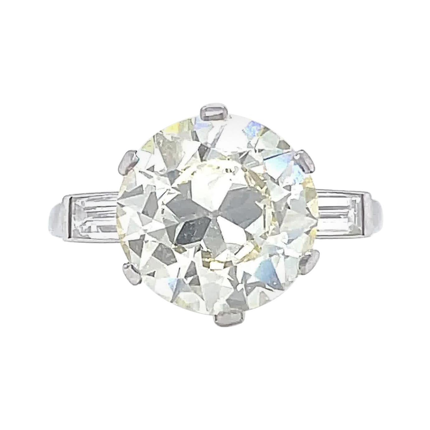 4 Carat Old European Diamond Engagement Ring Platinum Retro French