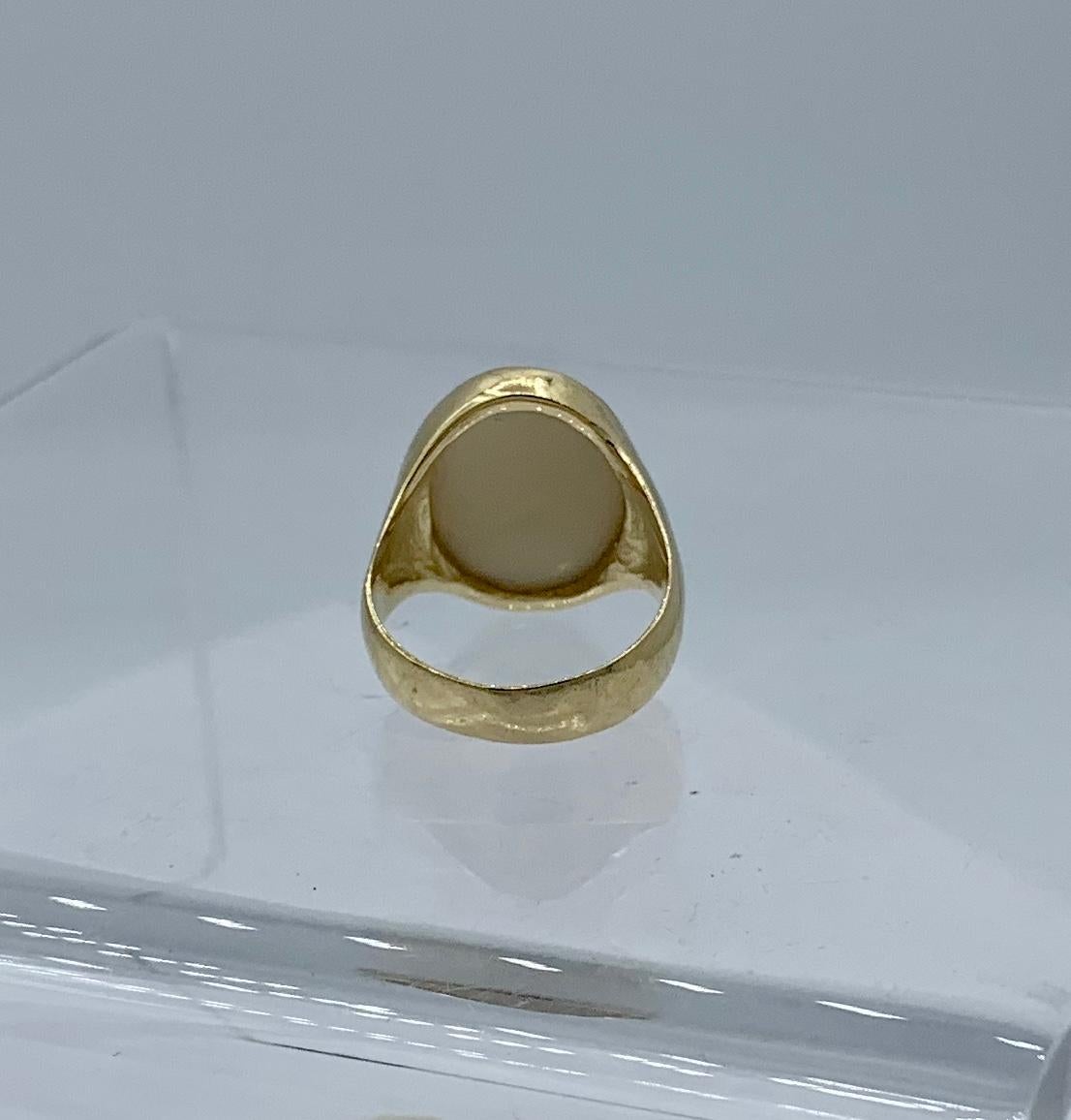 Women's 4 Carat Opal Ring Mid-Century Modern 14 Karat Gold Eames Era Retro For Sale