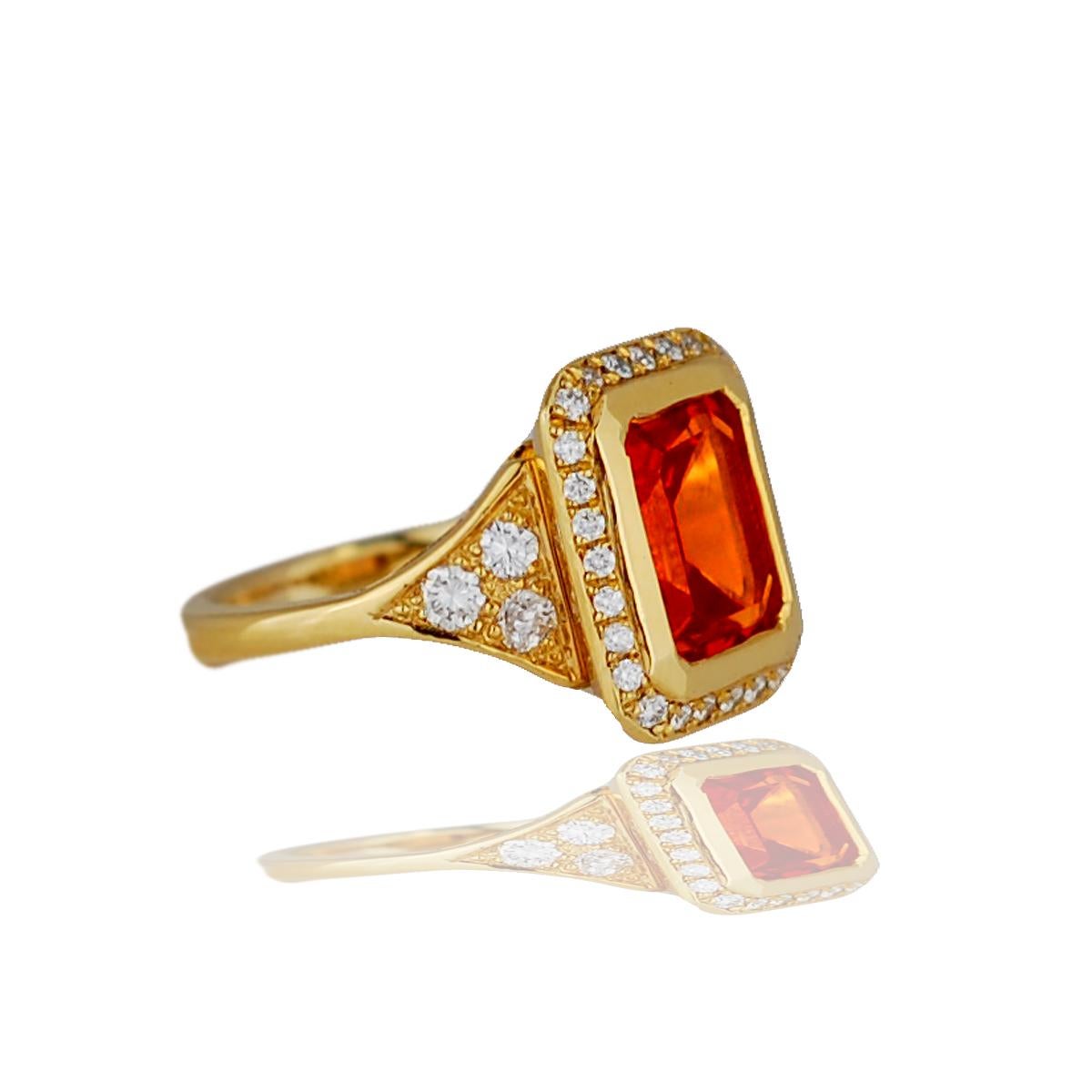 orange sapphire and diamond ring