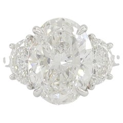 4 Carat Oval Brilliant Diamond Three-Stone Ring GIA IF F Color