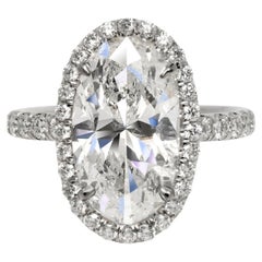 Bague de fiançailles avec diamant taille ovale de 4 carats certifié GIA, D VVS2