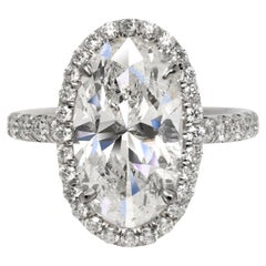 4 Carat Oval Cut Diamond Engagement Ring GIA Certified D VVS2