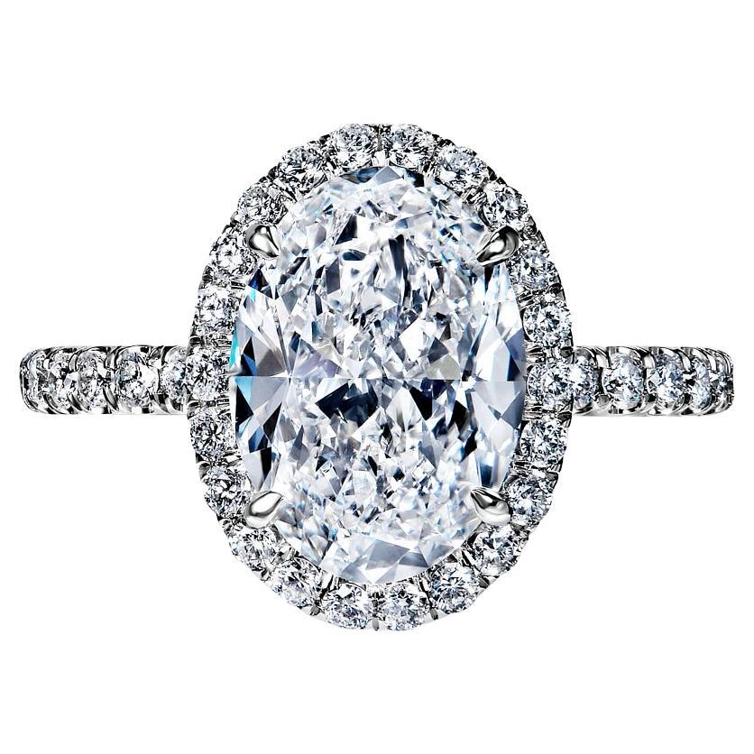 4 Carat Oval Cut Diamond Engagement Ring GIA Certified D VVS2
