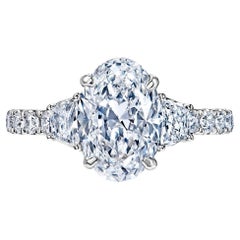 Verlobungsring mit 4 Karat Diamanten im Ovalschliff, GIA-zertifiziert F VVS1
