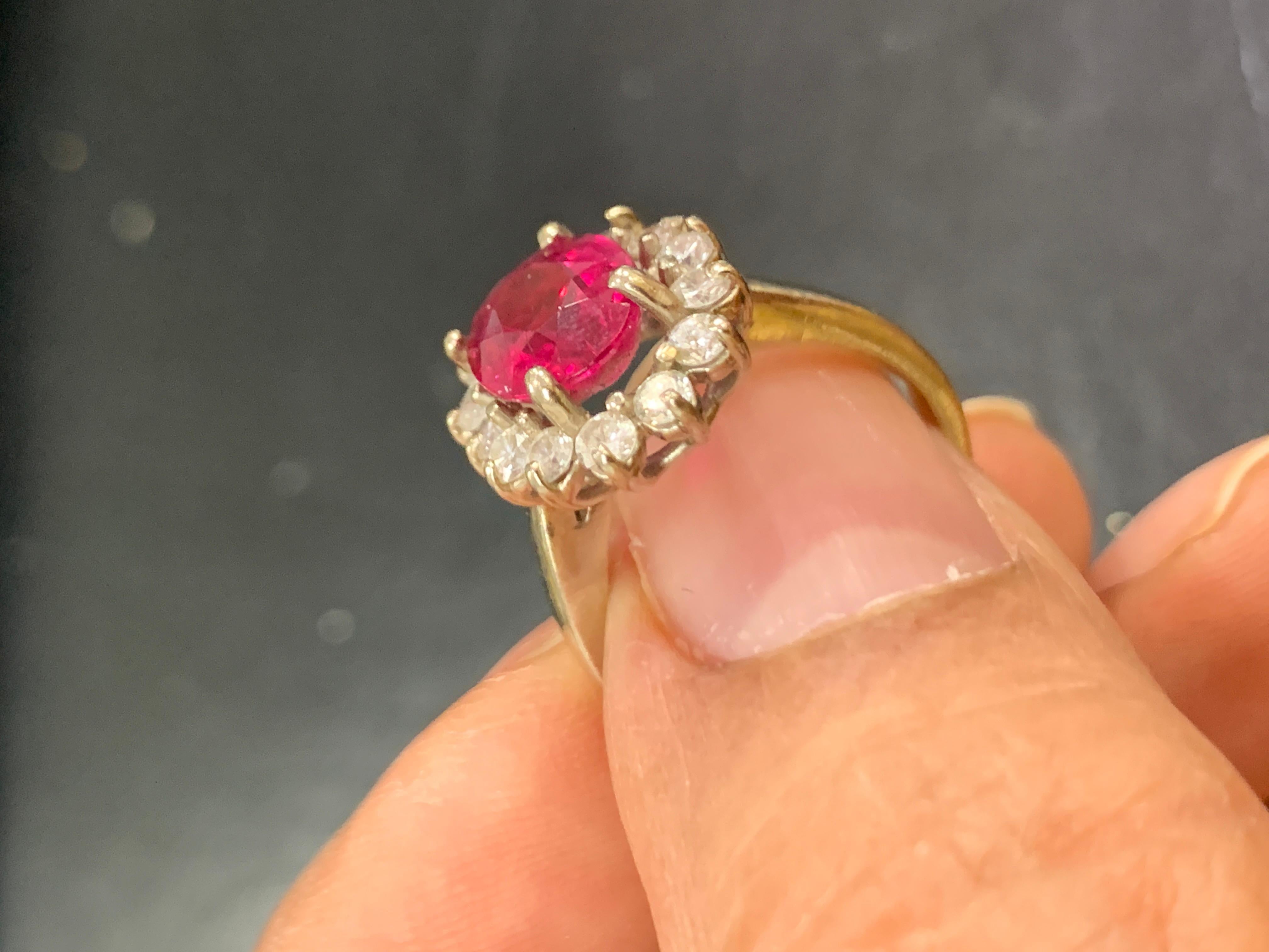 Women's 4 Carat Oval Cut Rubellite and Diamond 14 Karat White Gold Ring