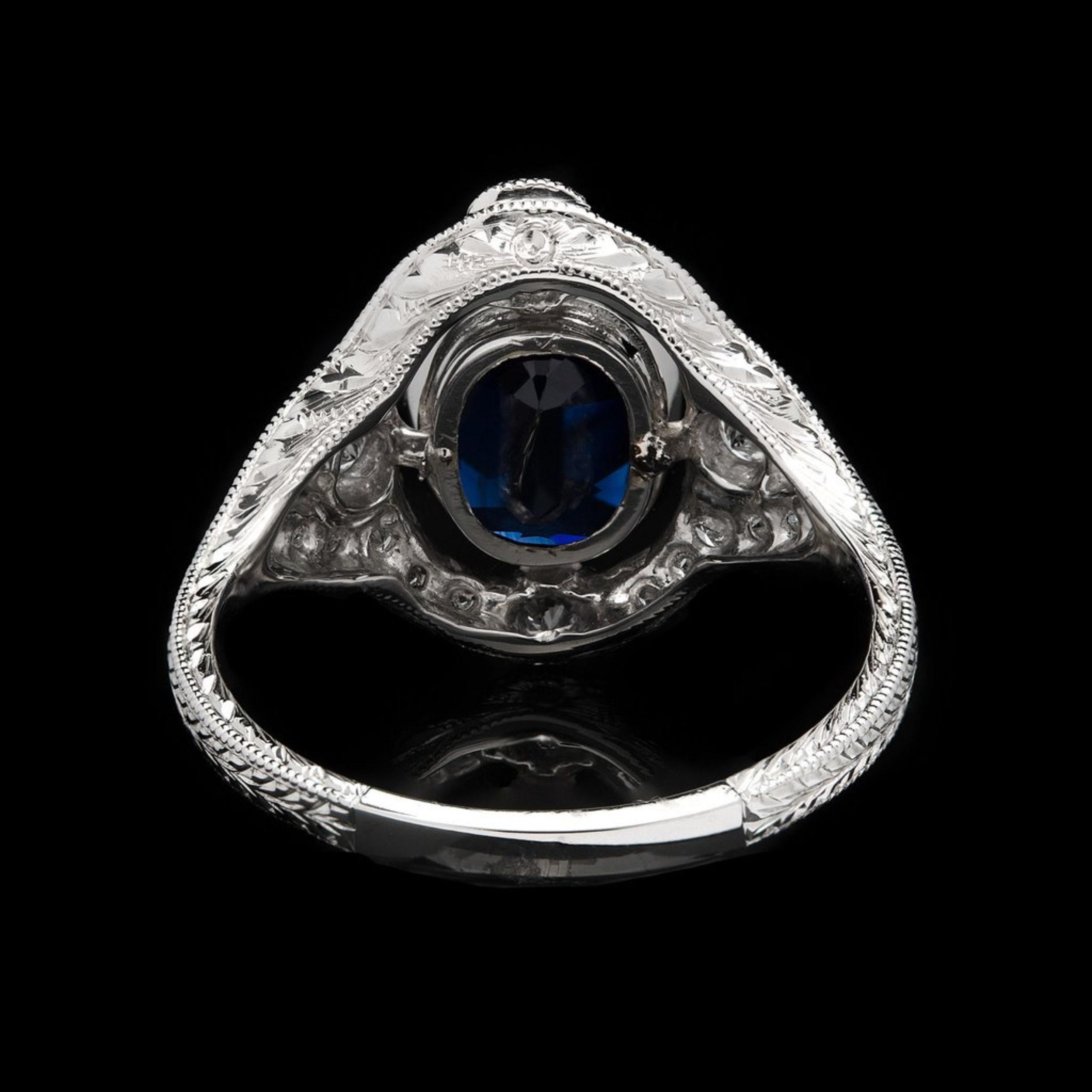 For Sale:  4 Carat Oval Cut Sapphire Diamond Engagement Ring, Blue Sapphire Wedding Ring 4