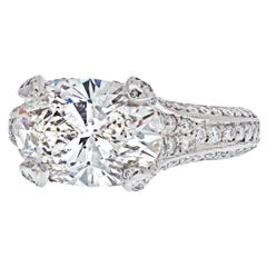 4 Carat Oval Diamond F/VS2 GIA East West Engagement Ring